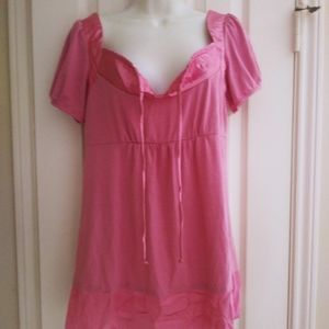 Pretty Pink baby doll top with satin